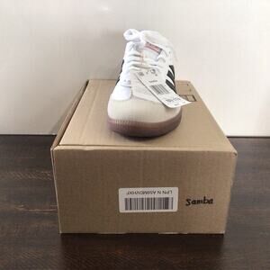 Adidas Samba Unisex Indoor Soccer Sneakers White Black Red Size 10.5M 11.5W Shoe